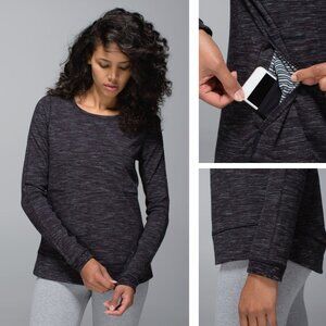 Lululemon Exhalation Pullover II In Heathered Marled Black